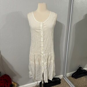 Paleo2 White Button Down Dress